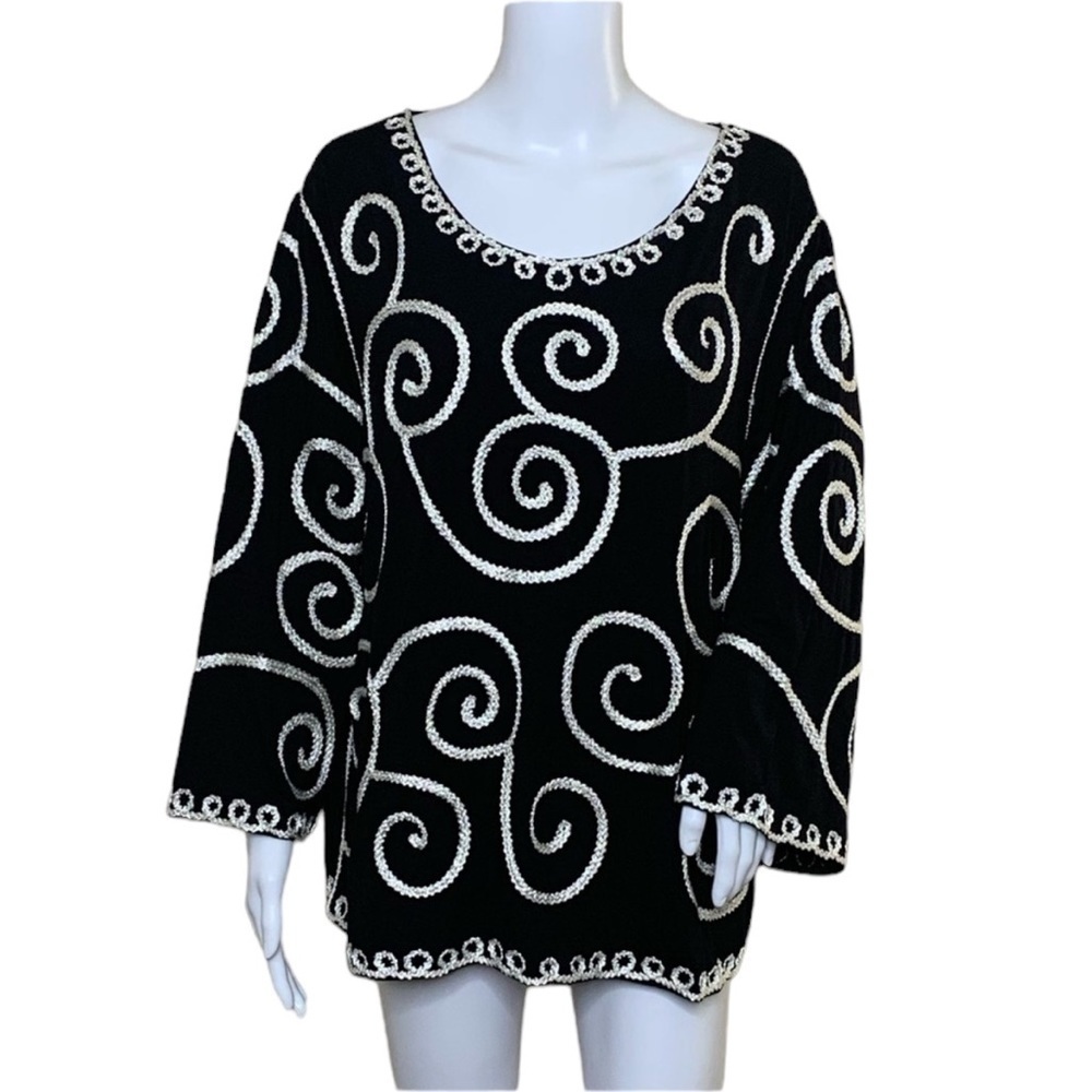 Lauren Michelle Deco Art Black White Embellished - Picture 1 of 8